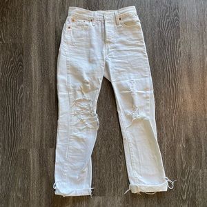 Sz 24 Wedgie Straight Levi White Jean